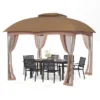 Captiva Designs Gazebo Canopy For Patio - Double Vent Outdoor Canopy With Netting (Khaki) -Furniture GUEST 000e901a df7c 4aee a315 47a0e2bc7070