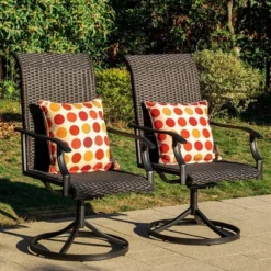 5pc Patio Dining Set With Square Steel Fire Pit Table & Rattan 360 Swivel Chairs - Captiva Designs -Furniture GUEST 00f577c7 ea8a 41c1 bb05 264cb0d7c197