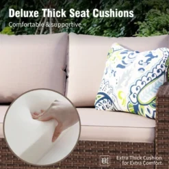 Captiva Designs 7pc Outdoor Patio Wicker Conversation Set With 4Cushioned Single Sofas For Garden Poolside Backyard -Furniture GUEST 01b6bb86 f0b8 4103 86c6 15b419024dff 1