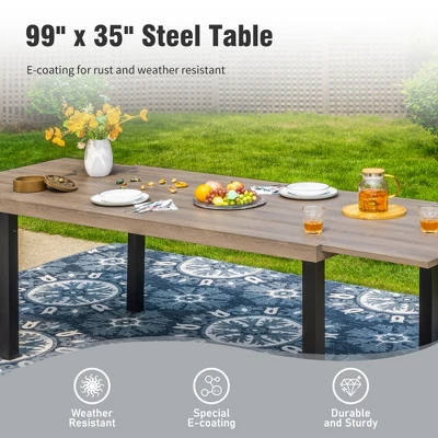 Captiva Designs 9pc Patio Adjustable Steel Rectangle Dining Table & Textilene Reclining Foldable Chairs 8 Captiva Designs 9pc Patio Adjustable Steel Rectangle Dining Table & Textilene Reclining Foldable Chairs - Image 6