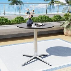 Captiva Designs 1pc Outdoor Patio Steel Dining Table With Sturdy Pedestal Base And X-Shaped Legs -Furniture GUEST 020b7510 10b2 4bbb b10e 0f078722b8e7