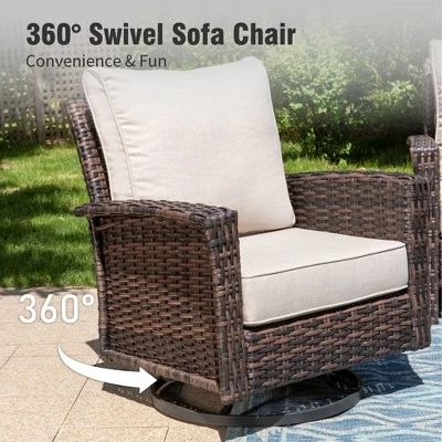 Captiva Designs 4pc Oversized Patio Outdoor Wicker Furniture Conversation Sofa Set With Coffee Table For Garden Yard Porch 4 Captiva Designs 4pc Oversized Patio Outdoor Wicker Furniture Conversation Sofa Set With Coffee Table For Garden Yard Porch - Image 2