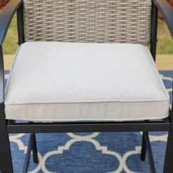 3pc Outdoor Set Metal Table & Metal/Wicker Stools With Cushions - Captiva Designs