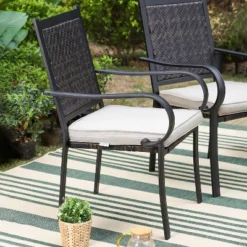 5pc Patio Dining Set With Table & Wicker Rattan Chairs With Cushions - Captiva Designs 18 5pc Patio Dining Set With Table & Wicker Rattan Chairs With Cushions - Captiva Designs -Furniture GUEST 0333f046 8779 451f af10 93fb03981e90