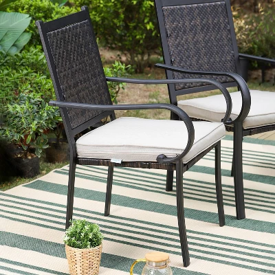 5pc Patio Dining Set With Table & Wicker Rattan Chairs With Cushions - Captiva Designs 8 5pc Patio Dining Set With Table & Wicker Rattan Chairs With Cushions - Captiva Designs - Image 6