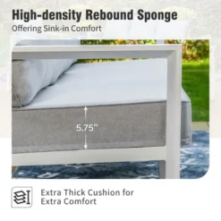 Captiva Designs 5PC Aluminum Outdoor Patio Conversation Set With Ottoman -Furniture GUEST 04cf36b5 70c2 4813 8060 a51c99bff977