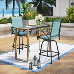 Captiva Designs 1pc Patio Outdoor Dining Rectangle Steel Bar Table With Steel Frame -Furniture GUEST 0577bd27 217e 4915 9713 030418976d86