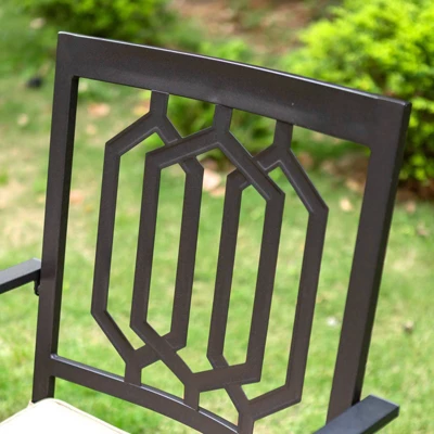 7pc Patio Dining Set With Rectangle Table With 2.6" Umbrella Hole & 360 Swivel Sling Arm Chairs With Patterned Back - Captiva Designs 9 7pc Patio Dining Set With Rectangle Table With 2.6" Umbrella Hole & 360 Swivel Sling Arm Chairs With Patterned Back - Captiva Designs - Image 7