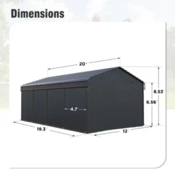 Captiva Designs 12’ X 20’ Heavy Duty Metal Carport - Versatile Shelter With Optional Sidewalls -Furniture GUEST 06259516 3b45 4df4 b50f cc7b80e980c0