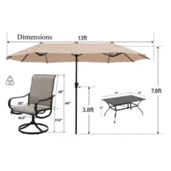 Captiva Designs 8pc Patio Rectangular Steel Dining Table & Sling Swivel Chairs & Market Umbrella -Furniture GUEST 0628fd78 eb2c 4176 bff8 c39bcddd8d6d