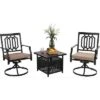 3pc Wrought Iron Patio Dining Set With Square Table With Umbrella Hole & Swivel Chairs - Captiva Designs -Furniture GUEST 062c4e5c de9b 490e b02a 79a08da7e34c