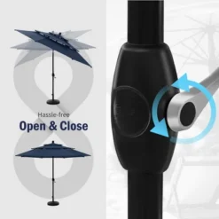 Captiva Designs 6pc Outdoor Patio Square Steel Dining Table With Stackable Metal Chairs And Market Umbrella -Furniture GUEST 06e869e3 03ea 4553 8276 5b040ce67e52 1