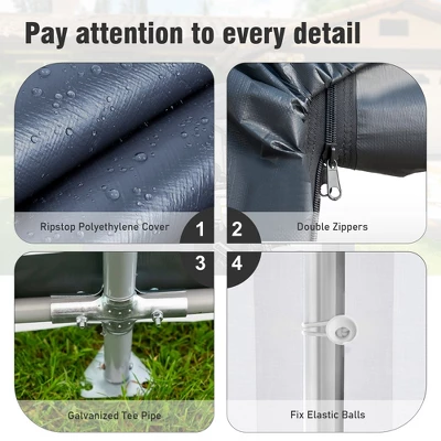 Captiva Designs Outdoor Portable Storage Shelter - Garage Tent With Roll-Up Zipper Doors & Vents For Motorcycles And Bikes (Gray) 6 Captiva Designs Outdoor Portable Storage Shelter - Garage Tent With Roll-Up Zipper Doors & Vents For Motorcycles And Bikes (Gray) - Image 4