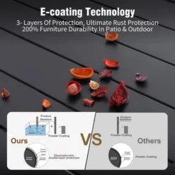 Captiva Designs 7pc Outdoor Patio Slat-top Rectangle Dining Steel Table & Foldable Arm Chairs -Furniture GUEST 0714bbc1 5489 4323 a12b 036c5fc9d028