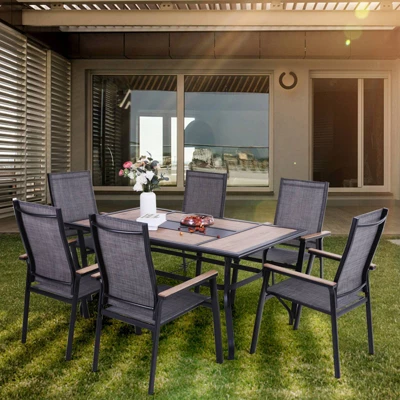 7pc Patio Set With Table & Sling Chairs - Captiva Designs 10 7pc Patio Set With Table & Sling Chairs - Captiva Designs - Image 8