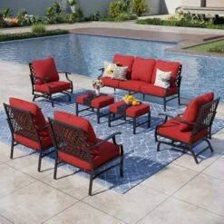 Captiva Designs 7pc Metal Patio Outdoor Conversation Set With Rocking Grid-back Chairs, Ottomans For Garden, Poolside, Backyard 28 Captiva Designs 7pc Metal Patio Outdoor Conversation Set With Rocking Grid-back Chairs, Ottomans For Garden, Poolside, Backyard -Furniture GUEST 073d941e bb12 473b 95fa f23c6d30c433