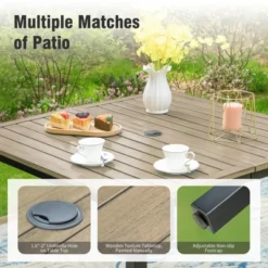 Captiva Designs 5pc Patio Dining Steel Table With Umbrella Hole & Metal Chairs With Cushions -Furniture GUEST 074df1fe 0757 4436 b9f4 2191303c8bf8