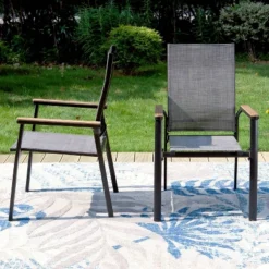 7pc Outdoor Dining Set With Metal Slat Top Table With 1.57" Umbrella Hole & Aluminum Chairs - Captiva Designs: Weather-Resistant Patio Set 23 7pc Outdoor Dining Set With Metal Slat Top Table With 1.57" Umbrella Hole & Aluminum Chairs - Captiva Designs: Weather-Resistant Patio Set -Furniture GUEST 075b236c c717 4eb2 b2e7 50ecd708ab42