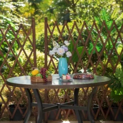 48" Metal Round Dining Table With 1.97" Umbrella Hole - Black - Captiva Designs -Furniture GUEST 07c0289d 625d 4650 ad1c 6a1bd44893d9 2