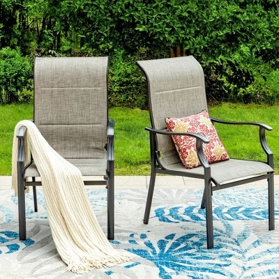 Captiva Designs 7pc Outdoor Dining Metal Rectangle Table With Umbrella Hole & Padded Sling Chairs 7 Captiva Designs 7pc Outdoor Dining Metal Rectangle Table With Umbrella Hole & Padded Sling Chairs - Image 5