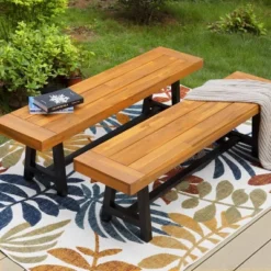 2pk 63" Acacia Wood Benches - Captiva Designs -Furniture GUEST 08406d53 bf24 41b7 8453 3b0adc7cafce