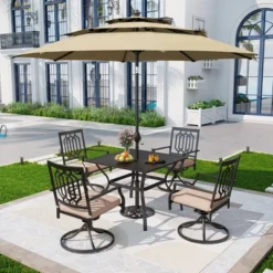 Outdoor Square Steel Dining Table - Captiva Designs: Water-Resistant -Furniture GUEST 0882bcd9 96e2 48d9 a332 de1087721442