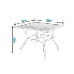 37"x37" Square Patio Dining Table With Umbrella Hole - Captiva Designs 11 37"x37" Square Patio Dining Table With Umbrella Hole - Captiva Designs -Furniture GUEST 08a5117e 259c 4426 a1db da7211507f18