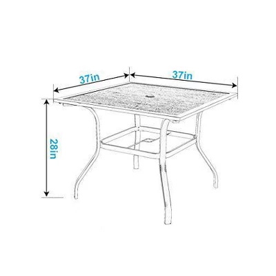 37"x37" Square Patio Dining Table With Umbrella Hole - Captiva Designs 6 37"x37" Square Patio Dining Table With Umbrella Hole - Captiva Designs - Image 4