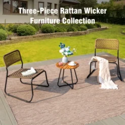Captiva Designs 3pc Conversation Set With Bistro Table With Steel Frame & All-weather Woven Chairs -Furniture GUEST 0992238b 14fd 4593 8a34 1ef3d278194a