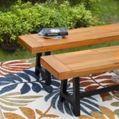 2pk 63" Acacia Wood Benches - Captiva Designs