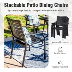 Captiva Designs 7pc Patio Dining Set With Slat-top Rectangle Steel Table & Metal Chairs -Furniture GUEST 0a79a13c bd7b 4514 9f56 cd76bdf8da2d