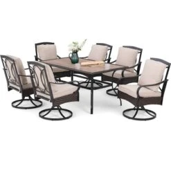 2pk Outdoor Swivel Chairs With Metal Frame, Wicker & Seat & Back Cushions - Captiva Designs -Furniture GUEST 0a98666f a501 43b7 b25c da518419bcfe
