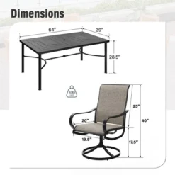 Captiva Designs 7pc Patio Dining Steel Rectangle Table & Textilene 360 Degree Swivel Chairs -Furniture GUEST 0a9eaaa7 15a1 474b 8436 1f317ae4d2a4