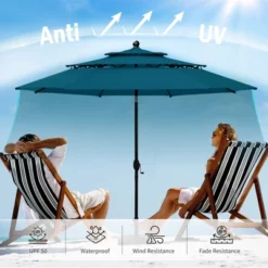 Captiva Designs 10ft Outdoor Patio Umbrella – Large 3-Tier Vented Umbrella With 8 Sturdy Ribs And 1.5" Pole (Base Not Included)