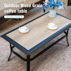 Captiva Designs 6pc Extra Large Metal And Rattan Outdoor Patio Fire Pit Set With Armchairs And Ottomans -Furniture GUEST 0b352f1b c511 4c2d 8e91 624c19d887f3