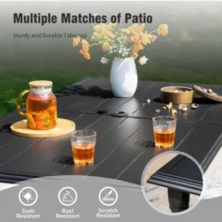 Captiva Designs 7pc Outdoor Patio Rectangle Steel Dining Table & Sling Swivel Chairs 28 Captiva Designs 7pc Outdoor Patio Rectangle Steel Dining Table & Sling Swivel Chairs -Furniture GUEST 0b456115 ec94 478f b075 e194a0159bbc