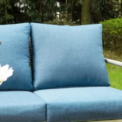 Captiva Designs Coastal 4pc Patio Steel And Rattan Fire Pit Set With Cushions -Furniture GUEST 0b4ded17 5674 49cd 9a35 681c1fa60009