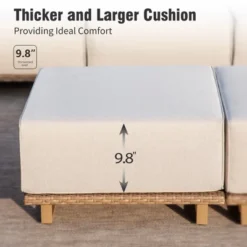 Captiva Designs Outdoor Patio Modular Furniture Sectional Wicker Sofa Set With 9.8 Inch Thick Cushions