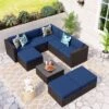 9pc All-Weather Patio Wicker Conversation Set With Cushions - Navy - Captiva Designs -Furniture GUEST 0c09a14e 0fde 4368 8916 78b9bad7d8d6