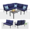 4pc Patio Corner Conversation Set - Blue - Captiva Designs -Furniture GUEST 0cd94d4d 2567 4b7a 9ffc 774d200aa80b