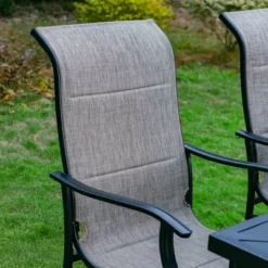 7pc Outdoor Dining Set With With Padded Sling Chairs & Metal Rectangle Table With Umbrella Hole - Captiva Designs -Furniture GUEST 0d6e946b a6dc 437e 852e 6720a11625af