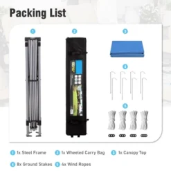 Captiva Designs 10’ X 10’ Outdoor Pop-Up Canopy Tent - Portable Sun Shelter For Camping & Events (Blue) -Furniture GUEST 0d9228d0 31bb 4a8a 9522 c4a3f631d0e8