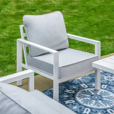 Captiva Designs 6pc Modern Aluminum Outdoor Patio Conversation Set With Coffee Table 5 Captiva Designs 6pc Modern Aluminum Outdoor Patio Conversation Set With Coffee Table - Image 3