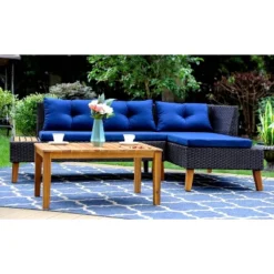 3pc Outdoor Acacia Wood Conversation Set With Sectional Sofa & Cushions - Captiva Designs 13 3pc Outdoor Acacia Wood Conversation Set With Sectional Sofa & Cushions - Captiva Designs -Furniture GUEST 0dbdba2b 623b 44cf 99ca 92fed38d2483