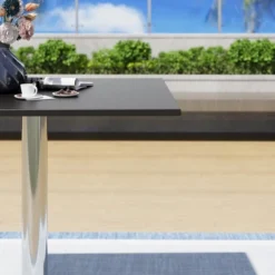 Captiva Designs 1pc Outdoor Patio Steel Dining Table With Sturdy Pedestal Base And X-Shaped Legs -Furniture GUEST 0dc3df9a 18a9 4a8d 96e1 5490f07f5cb6