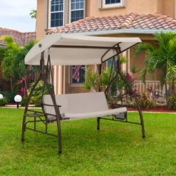 Outdoor 3 Person Swing With Cushions & Side Table - Captiva Designs -Furniture GUEST 0dd2558d 2558 441a a8a7 3d2f2332acca