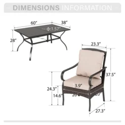 Captiva Designs 7pc Patio Dining Set With Slat-top Steel Table & Rattan Metal Chairs With Removable Cushions -Furniture GUEST 0de90cc5 d6c4 4560 974d 326fe7d0934b