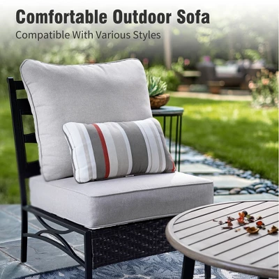 Captiva Designs 12pc Outdoor Half-Moon Sectional Patio Conversation Sets With 2 Round Table For Garden, Poolside, Balcony, Backyard 7 Captiva Designs 12pc Outdoor Half-Moon Sectional Patio Conversation Sets With 2 Round Table For Garden, Poolside, Balcony, Backyard - Image 5