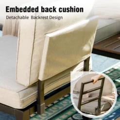 Captiva Designs Outdoor Off-white Conversation Set With Sectional Sofa & Coffee Table & Removable Cushion