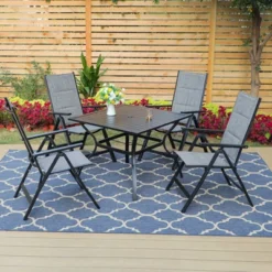 2pk Outdoor Padded Textilene Dining Chairs: Rust-Resistant Aluminum Frame - Captiva Designs -Furniture GUEST 0e58f853 bf2d 4ec7 a23c 7b83de265923
